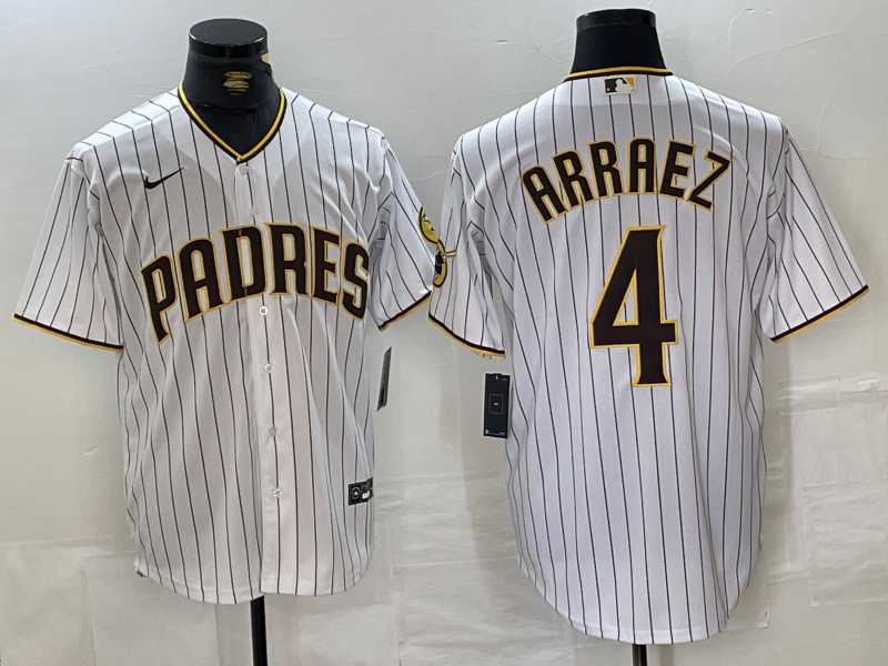 Mens San Diego Padres #4 Luis Arraez White Cool Base Stitched Jersey->san diego padres->MLB Jersey